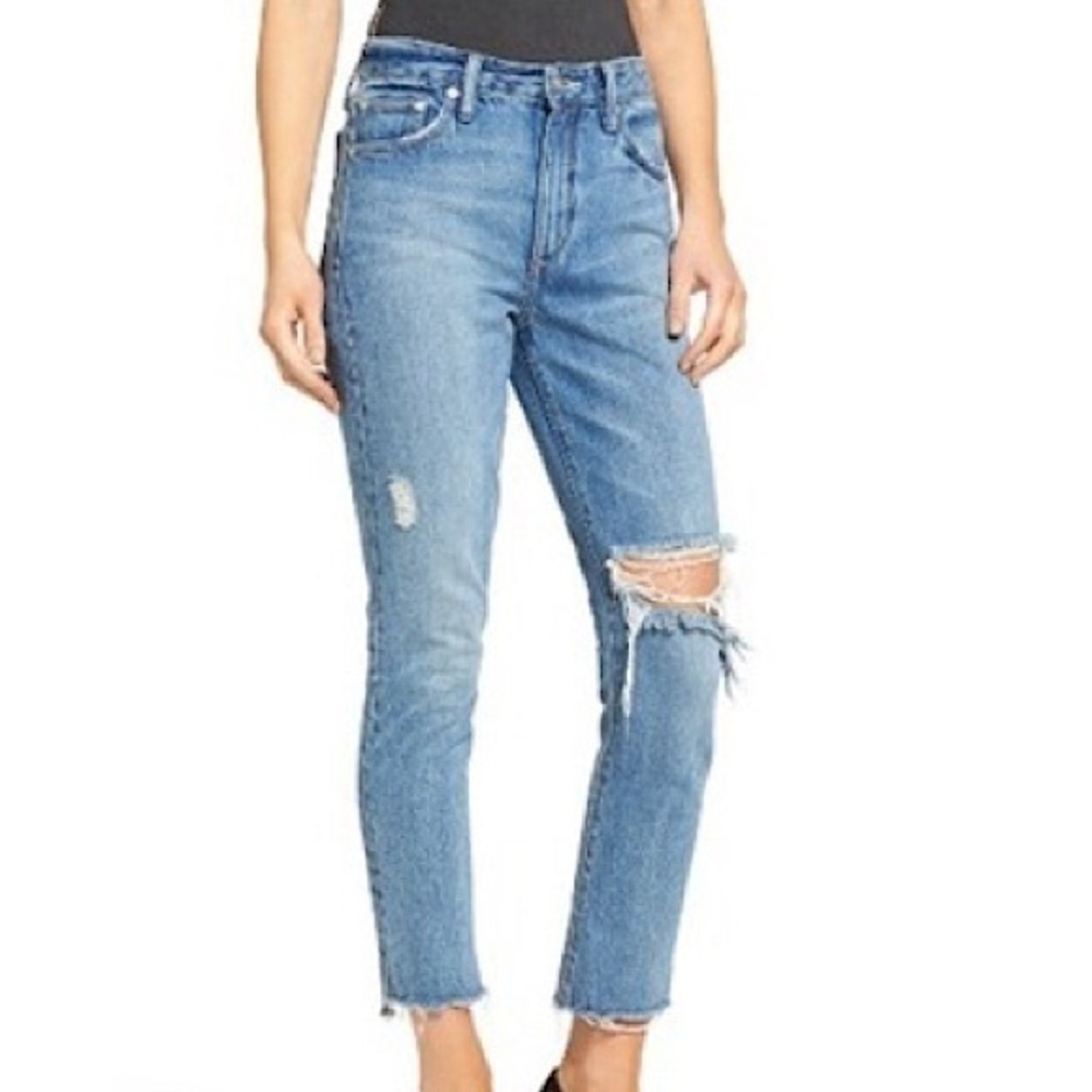 Lovers and friends distressed straight crop jeans